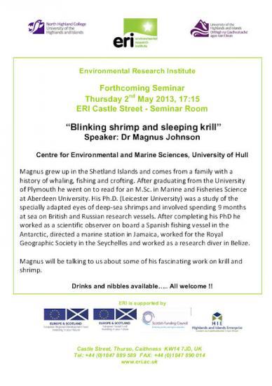 Photograph of Blinking shrimp and sleeping krill - Free Talk At Environmental Research Institute