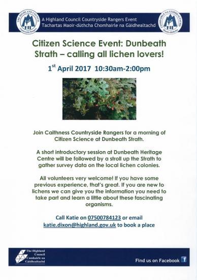 Photograph of Citizen Science Event: Dunbeath Strath - calling all lichen lovers!